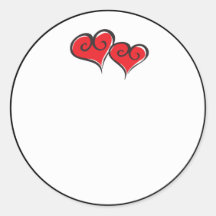rood-harten ronde sticker