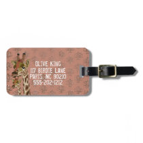 Rosa Giraffes Glitzy Luggage Tag étiquettes à bagages