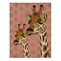 Rosa Giraffes Glitzy  Postcard cartes postales