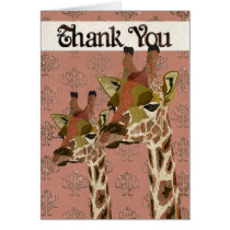 Rosa Giraffes Glitzy  Thank You Card cartes