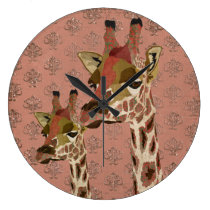 Rosa Giraffes Pink Glitzy  Clock horloges murales