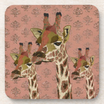 Rosa Giraffes Pink Glitzy Coaster dessous de verre liège