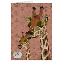 Rosa Giraffes Pink Glitzy  Monogram Notecard cartes