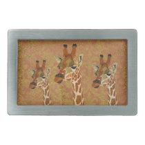 Rosa Golden Giraffes Damask  Belt Buckle boucles de ceinture