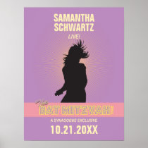 Rose Affiche-Pourpre de bat mitzvah de vedette du  posters