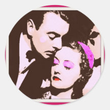 rose-amants autocollant rond