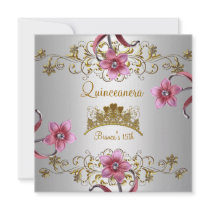 Rose blanc de Quinceanera le 15ème fleurit le diad Invitations
