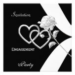 Rose blanc noir élégant élégant de fiançailles invitations personnalisables