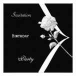 Rose blanc noir élégant élégant invitations personnalisées