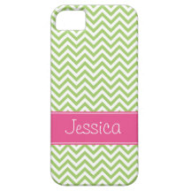 Rose chic vert de Chevron personnalisé Coques iPhone 5 Case-Mate