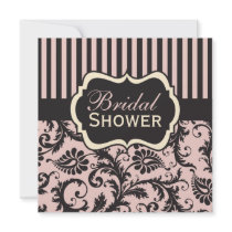 Rose, crème, invitation nuptiale de douche de dama