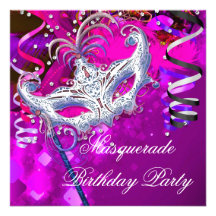 Rose d'argent de masque de partie de mascarade d'a cartons d'invitation