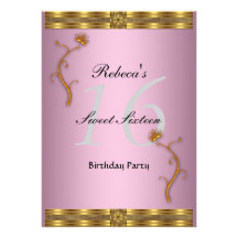 Rose de fête d'anniversaire du sweet sixteen 16 invitations personnalisées