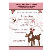 ROSE de forêt d'invitation de baby shower de cerfs