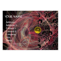 Rose de jaune de MONOGRAMME de FRACTALE de DAMASSÉ Cartes De Visite Professionnelles