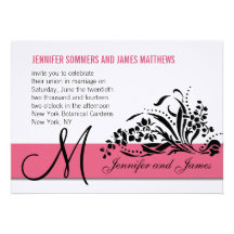 Rose de monogramme de faire-part de mariage de rem