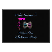 Rose "de partie de Halloween de mardi gras" -/masq Cartons D'invitation