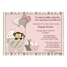 ROSE d'invitation de baby shower de singe