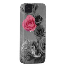 Rose élégant de rose avec l'arrière - plan noir et coque Case-Mate iPhone 4