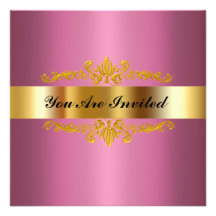 Rose élégant d'or d'invitation de fête d'anniversa