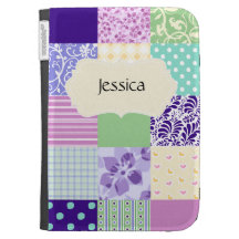 Rose en pastel personnalisé et motif Girly pourpre Étui Clavier Kindle