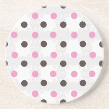 Rose et caboteur de point de polka de Brown Dessous De Verre