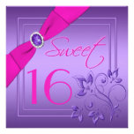 Rose et invitation florale pourpre de sweet sixtee
