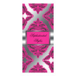 Rose fleuri de damassé, noir, argent cartes doubles customisables