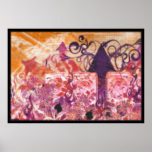 Rose foncé de symphonie musical sauvage posters