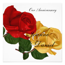 Rose jaune rouge blanc d'invitation d'anniversaire