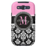 Rose noir de monogramme de l'affaire | de la galax étuis galaxy SIII