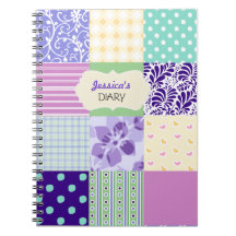 Rose, pourpre et journal intime Girly personnalisé Carnets À Spirale