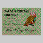 Rose rose de hibou et carte de visite élégant de d cartes de visite