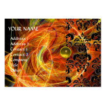 Rose rouge de jaune de MONOGRAMME de FRACTALE de D Cartes De Visite Personnelles