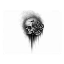 Rose skull cartes postales