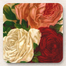 Roses antiques d'héritage de la publicité de cabot dessous-de-verre