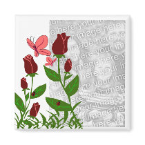Roses avec l'aimant de modèle de papillons