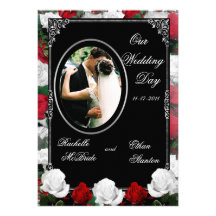 Roses blancs et rouges épousant les invitations 5x