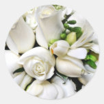 Roses blancs, pour tout occasion_ adhésif rond