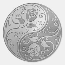 Roses de Yin Yang d'acier inoxydable Adhésifs Ronds