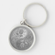 Roses de Yin Yang d'acier inoxydable Porte-clé