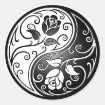 Roses de Yin Yang, noirs Autocollants