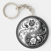 Roses de Yin Yang Porte-clefs