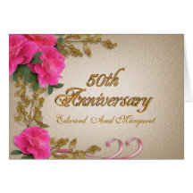 roses élégants de cinquantième d'anniversaire cart