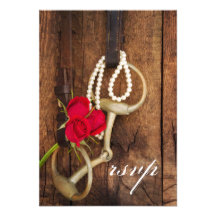 Roses et carte de réponse de mariage campagnard de invitations
