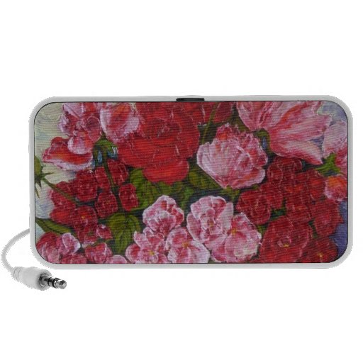 Roses et haut-parleur de pivoines