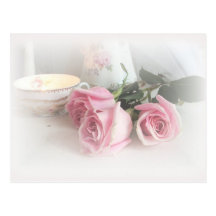 roses et porcelaine carte postale