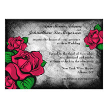 Roses gothiques de tatouage sur l'invitation d'arr
