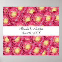 Roses roses épousant des faveurs poster