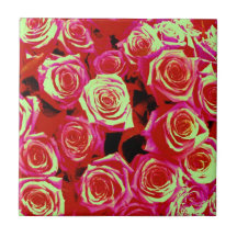 Roses roses lumineux carreaux en céramique